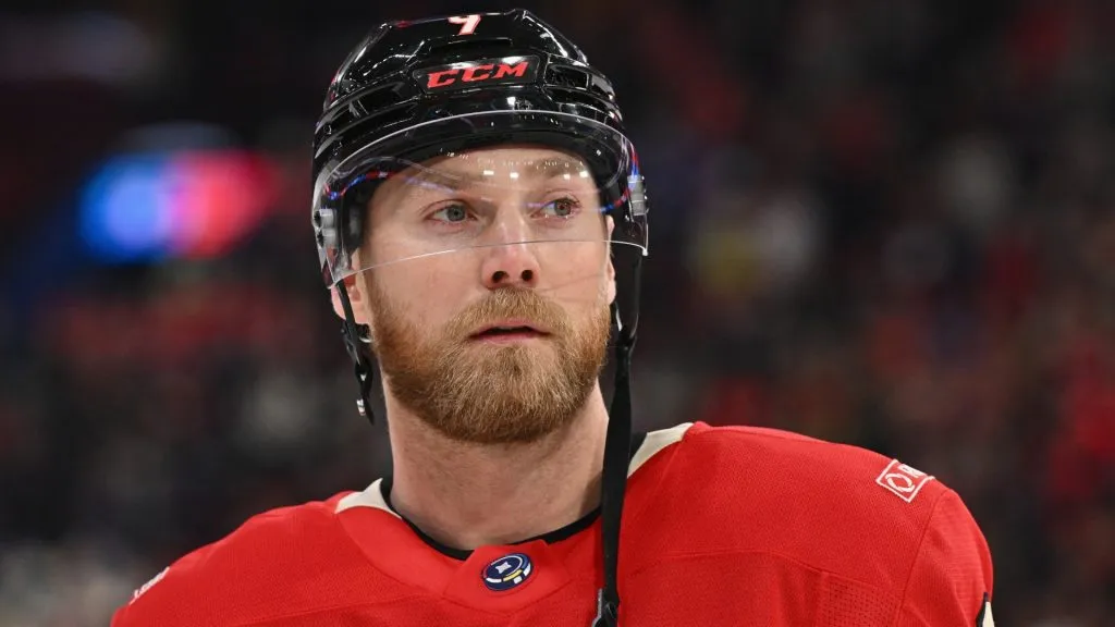 Sam Bennett #9 of Team Canada warms up prior to a game against Team USA in the 4 Nations Face-Off game at the Bell Centre on February 15, 2025. (Source: Minas Panagiotakis/Getty Images)