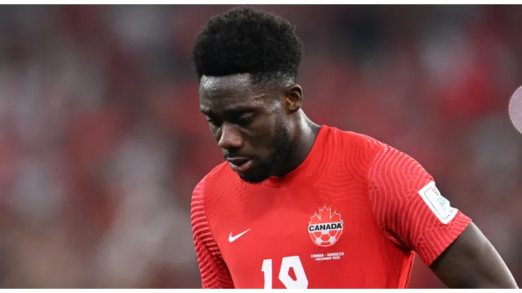 Alphonso Davies of Canada reacts after the FIFA World Cup Qatar 2022 Group F match between Canada and Morocco at Al Thumama Stadium on December 01, 2022 in Doha, Qatar.