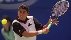 Conchita Martinez of Spain in action against Olga Barabanschikova of Belarus in the second round of the 2000 Australian Open.