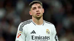 Midfielder Federico Valverde of Real Madrid looks on