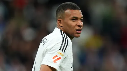 Kylian Mbappe of Real Madrid looks on during a LaLiga match