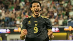 Raul Jimenez #9 of Mexico celebrates after scoring a goal during the second half of the Gold Cup match against Dominican Republic at SoFi Stadium on June 14, 2025.