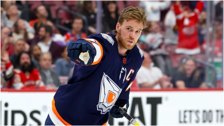 Connor McDavid #97 of the Edmonton Oilers competes in the Honda NHL Accuracy Shooting during the 2023 NHL All-Star Skills Competition at FLA Live Arena on February 03, 2023 in Sunrise, Florida
