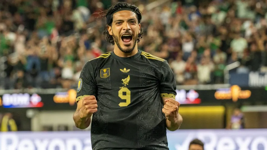 Raul Jimenez #9 of Mexico celebrates after scoring a goal during the second half of the Gold Cup match against Dominican Republic. (Shaun Clark/Getty Images)