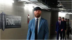 Sam Bennett #9 of the Florida Panthers arrives prior to Game Five of the 2025 Stanley Cup Final against the Edmonton Oilers at Rogers Place on June 14, 2025 in Edmonton, Alberta, Canada.