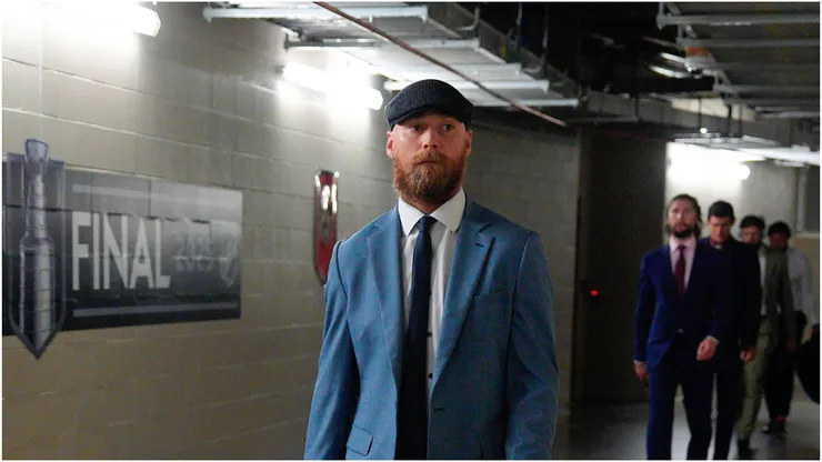 Sam Bennett #9 of the Florida Panthers arrives prior to Game Five of the 2025 Stanley Cup Final against the Edmonton Oilers at Rogers Place on June 14, 2025 in Edmonton, Alberta, Canada.