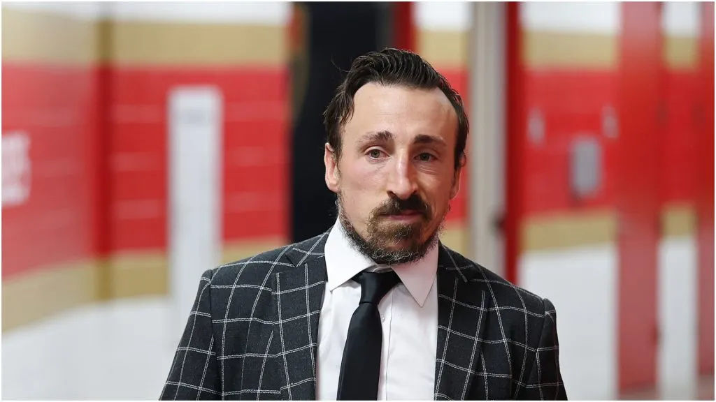 Brad Marchand #63 of the Florida Panthers arrives prior to Game Four of the 2025 Stanley Cup Final against the Edmonton Oilers at Amerant Bank Arena on June 12, 2025 in Sunrise, Florida.