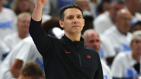 Head coach Mark Daigneault of the Oklahoma City Thunder reacts during the second quarter against the Indiana Pacers in Game One of the 2025 NBA Finals.