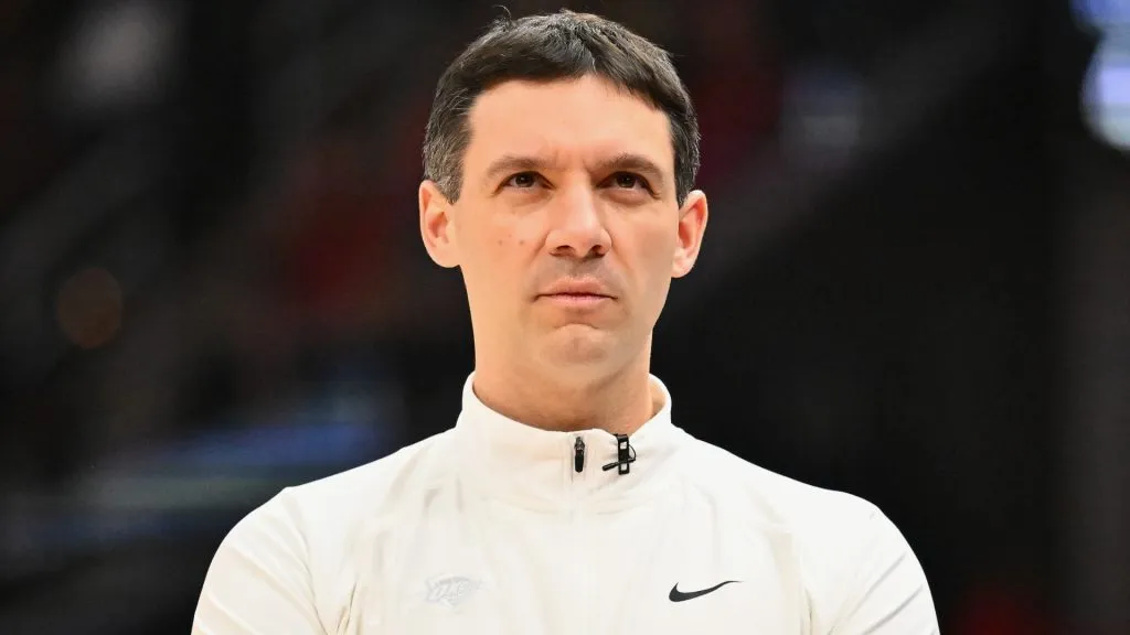 Head coach Mark Daigneault watches from the sidelines during the first half against the Cleveland Cavaliers at Rocket Mortgage Fieldhouse on January 08, 2025. (Source: Jason Miller/Getty Images)