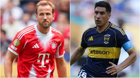 Harry Kane #9 of FC Bayern München and Miguel Merentiel #16 of CA Boca Juniors.