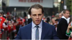 Patrick Kane #88 of the Chicago Blackhawks greets fans during a "red carpet" event before the season opening game against the Pittsburgh Penguins at the United Center on October 5, 2017 in Chicago, Illinois.