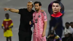 Javier Mascherano, Head Coach of Inter Miami CF, talks to his player Lionel Messi #10 before entering the pitch.