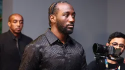 Terence Crawford arrives before the press conference prior to the super middleweight title fight between Saul Canelo Alvarez and Terence Crawford in Blvd City, Bakr Al Sheddi Theatre on June 20, 2025 in Riyadh, Saudi Arabia.