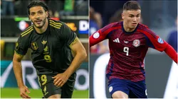 Raul Jimenez #9 of Mexico and Manfred Ugalde of Costa Rica.