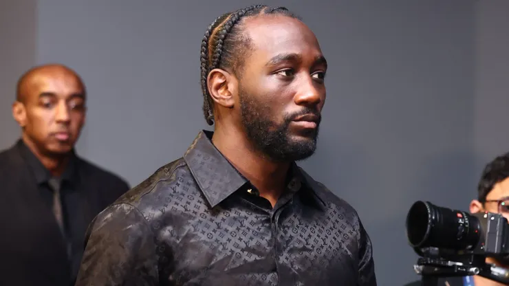 Terence Crawford arrives before the press conference prior to the super middleweight title fight on June 20, 2025 in Riyadh, Saudi Arabia.