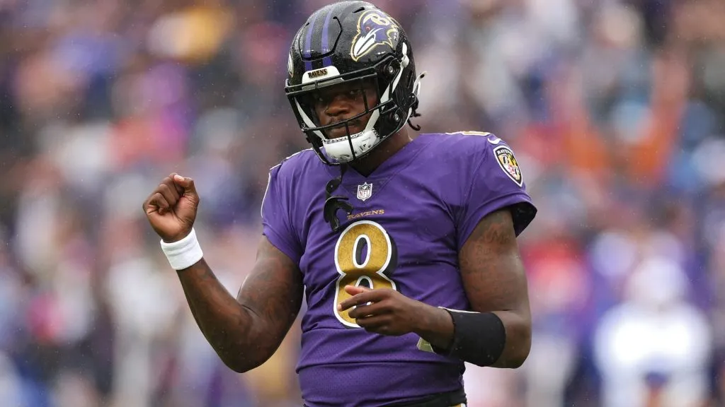 Quarterback Lamar Jackson #8 of the Baltimore Ravens