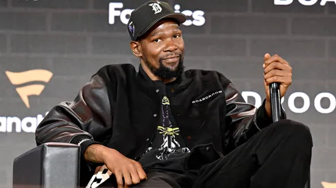Kevin Durant speaks onstage during Fanatics Fest NYC 2025 at Javits Center on June 22, 2025 in New York City.