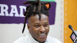 DeAndre Hopkins #8 of the Kansas City Chiefs addresses the media during Super Bowl LIX Opening Night at Caesars Superdome on February 03, 2025 in New Orleans, Louisiana.