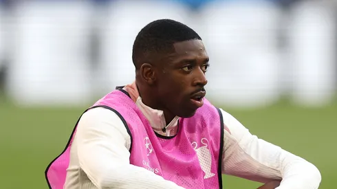 Ousmane Dembele of Paris Saint-Germain looks on during a Paris Saint-Germain training session ahead of the UEFA Champions League Final 2025 between Paris Saint-Germain and FC Internazionale Milano