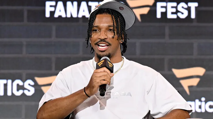 Jayden Daniels speaks onstage at Fanatics Fest NYC 2025 at Javits Center on June 21, 2025 in New York City.