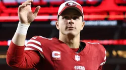 Brock Purdy #13 of the San Francisco 49ers reacts after a 42-10 victory against the Dallas Cowboys at Levi's Stadium on October 08, 2023 in Santa Clara, California.