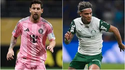 Lionel Messi #10 of Inter Miami and Richard Rios of Palmeiras.