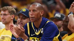 Former Indiana Pacers player Reggie Miller attends Game Four of the 2025 NBA Finals between the Oklahoma City Thunder and the Indiana Pacers