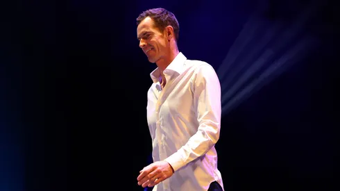 Sir Andy Murray takes to the stage during Andy Murray's "Centre Stage" theatre tour at SEC Armadillo on June 18, 2025 in Glasgow, Scotland.