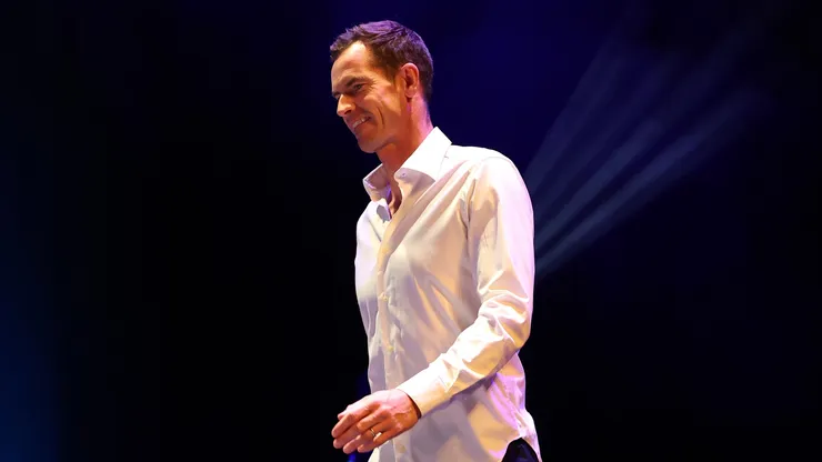 Sir Andy Murray takes to the stage during Andy Murray's "Centre Stage" theatre tour at SEC Armadillo on June 18, 2025 in Glasgow, Scotland.