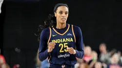 DeWanna Bonner #25 of the Indiana Fever celebrates during the game against the Washington Mystics