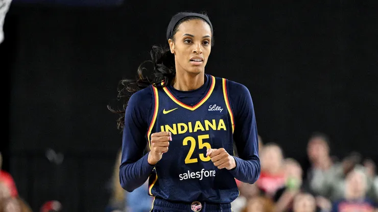 DeWanna Bonner #25 of the Indiana Fever celebrates during the game against the Washington Mystics