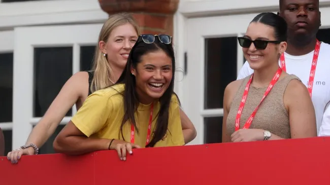 Emma Raducanu watches Carlos Alcaraz’s semifinal match at Queen’s (Julian Finney/Getty Images)