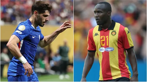 Pedro Neto #7 of Chelsea FC and Adbamane Konate #21 of Esperance de Tunis.