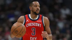 CJ McCollum #3 of the New Orleans Pelicans plays the Denver Nuggets in the third quarter at Ball Arena February 05, 2025 in Denver, Colorado.