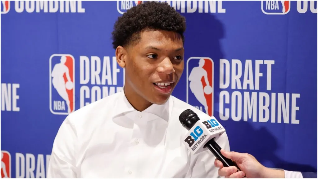 Ace Bailey answers questions from reporters during media availability – Michael Reaves/Getty Images