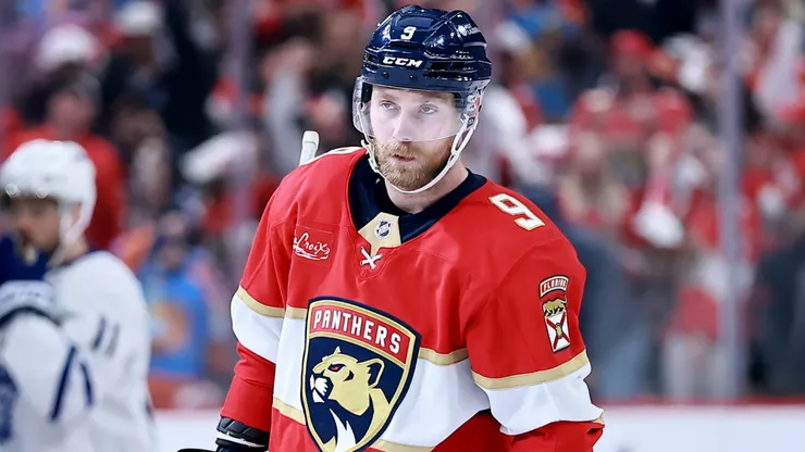 Florida Panthers center Sam Bennett skates during warmups ahead of a 2025 Stanley Cup Playoffs game.