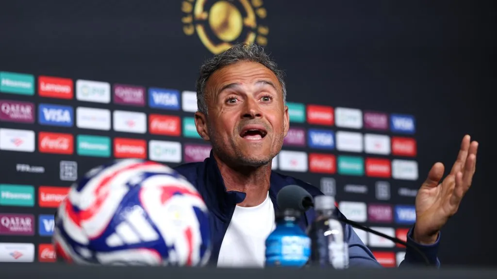 Luis Enrique, coach of PSG, during press conference (Getty Images)
