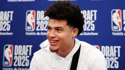 Walter Clayton Jr. speaks during a Media Availability session prior to the 2025 NBA Draft at Lotte New York Palace on June 24, 2025.