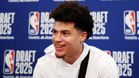 Walter Clayton Jr. speaks during a Media Availability session prior to the 2025 NBA Draft at Lotte New York Palace on June 24, 2025.