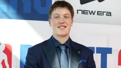 Kon Knueppel poses on the red carpet prior to the 2025 NBA Draft - Round One at Barclays Center on June 25, 2025.