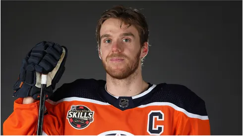 Connor McDavid #97 of the Edmonton Oilers poses for a portrait before the 2022 NHL All-Star game at T-Mobile Arena on February 04, 2022 in Las Vegas, Nevada.