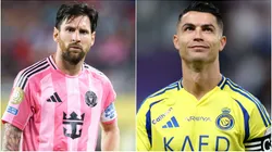 Lionel Messi #10 of Inter Miami CF and Cristiano Ronaldo #7 of Al Nassr.