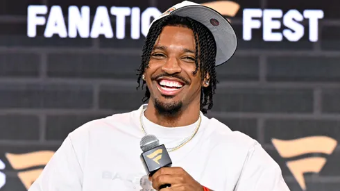 Jayden Daniels speaks onstage during Fanatics Fest NYC 2025 at Javits Center on June 21, 2025 in New York City.