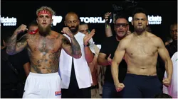 Jake Paul and Julio Cesar Chavez Jr. during the weigh-in ceremonial.