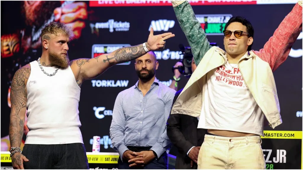 Jake Paul and Julio Cesar Chavez Jr. face off during a press conference – Luke Hales/Getty Images
