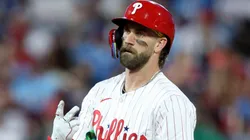 Philadelphia Phillies star Bryce Harper works on his swing ahead of a potential return following a wrist injury.