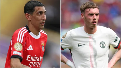 Angel Di Maria #11 of SL Benfica and Cole Palmer #10 of Chelsea FC.