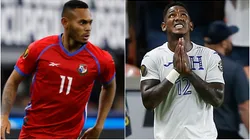 Romell Quioto #12 of Honduras and Ismael Díaz #11 of Panama.