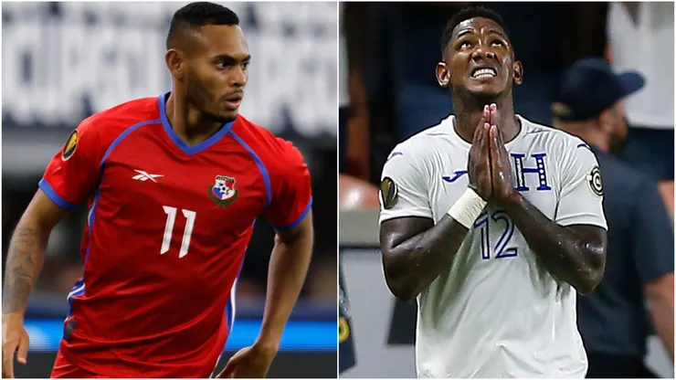 Romell Quioto #12 of Honduras and Ismael Díaz #11 of Panama.