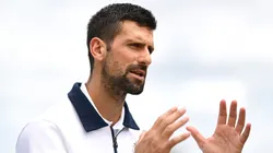 Novak Djokovic of Serbia speaks to the media prior to Wimbledon.
